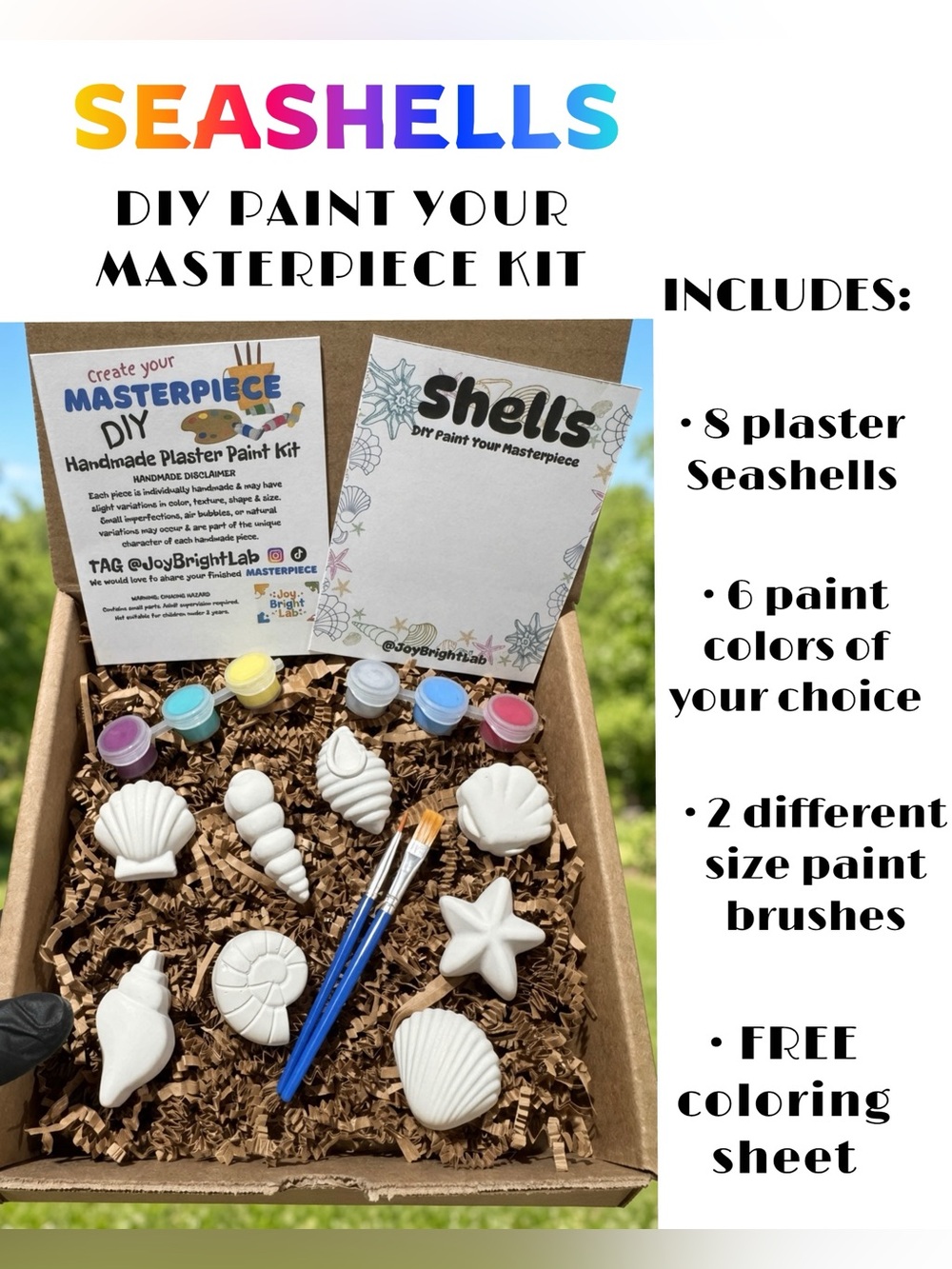 New DIY Paint Your Plaster Masterpiece Seashells Figures Box Kit Kids Craft 🐚